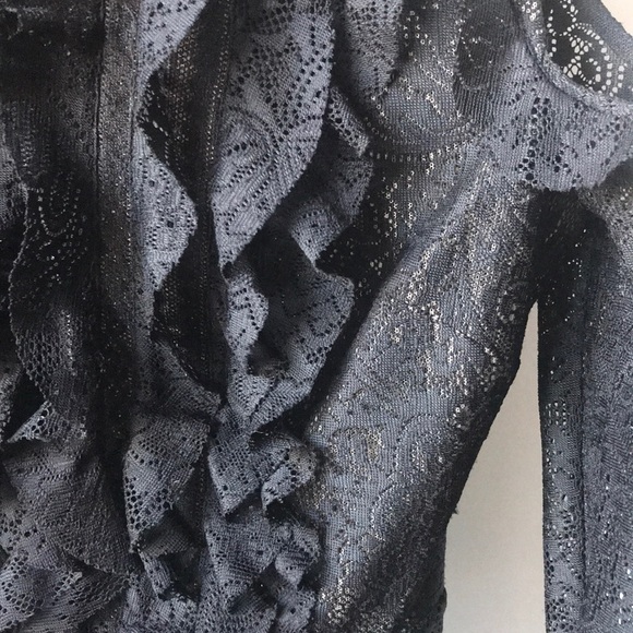 BCBG Lace Cold Shoulder Peplum Black XXS - Picture 7 of 8